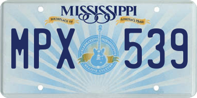 MS license plate MPX539