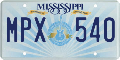 MS license plate MPX540
