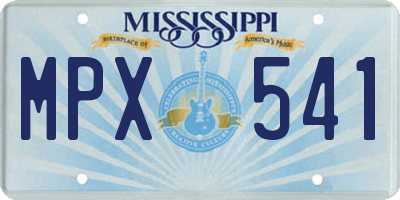 MS license plate MPX541