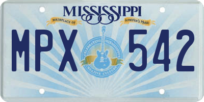 MS license plate MPX542