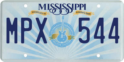 MS license plate MPX544