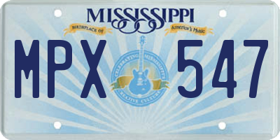 MS license plate MPX547