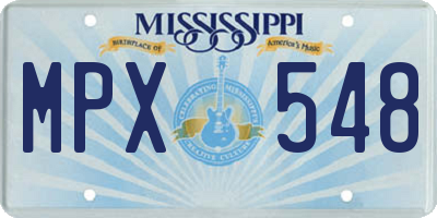 MS license plate MPX548