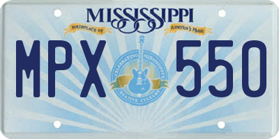 MS license plate MPX550