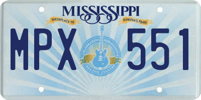 MS license plate MPX551