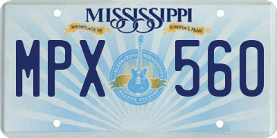 MS license plate MPX560