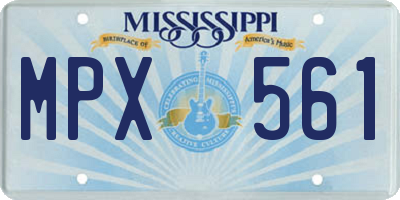 MS license plate MPX561
