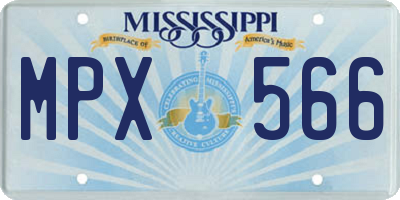 MS license plate MPX566