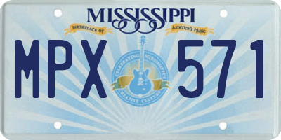 MS license plate MPX571