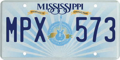 MS license plate MPX573