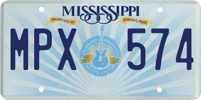 MS license plate MPX574
