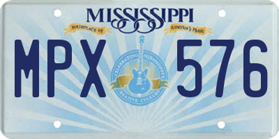 MS license plate MPX576