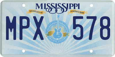 MS license plate MPX578
