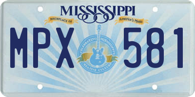 MS license plate MPX581