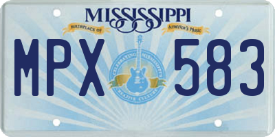 MS license plate MPX583