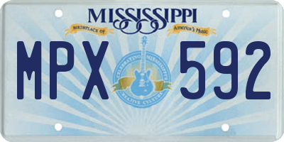 MS license plate MPX592