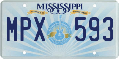 MS license plate MPX593