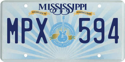 MS license plate MPX594