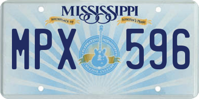 MS license plate MPX596
