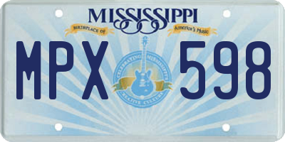MS license plate MPX598