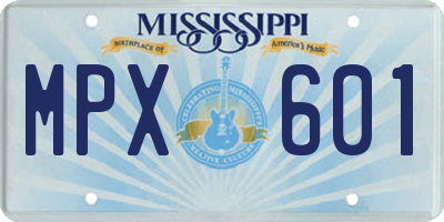 MS license plate MPX601