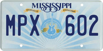 MS license plate MPX602