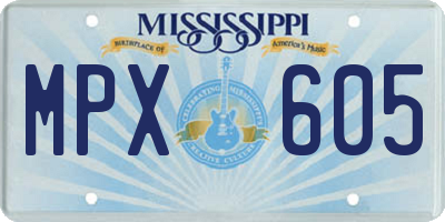 MS license plate MPX605