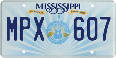 MS license plate MPX607