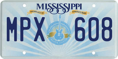 MS license plate MPX608