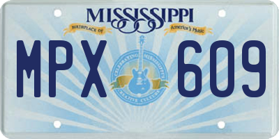 MS license plate MPX609