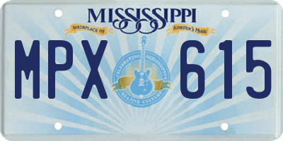 MS license plate MPX615