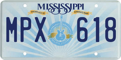MS license plate MPX618