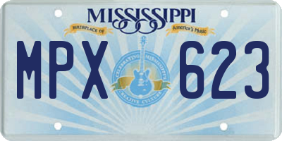 MS license plate MPX623