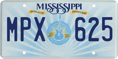 MS license plate MPX625