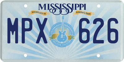 MS license plate MPX626