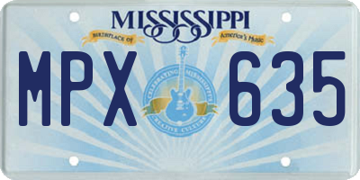 MS license plate MPX635