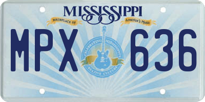 MS license plate MPX636