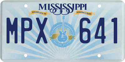 MS license plate MPX641