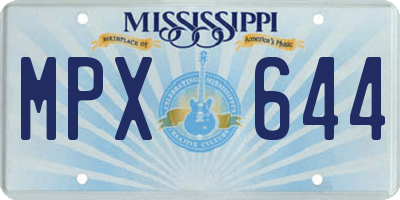 MS license plate MPX644