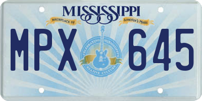 MS license plate MPX645