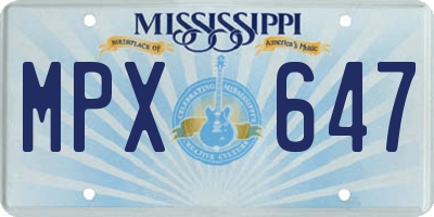 MS license plate MPX647