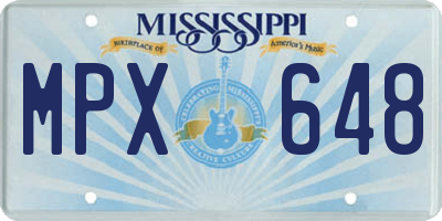 MS license plate MPX648