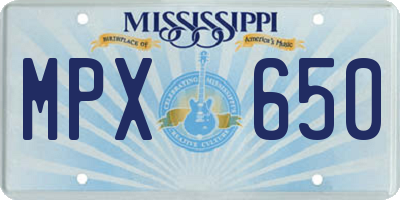 MS license plate MPX650
