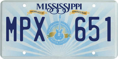 MS license plate MPX651