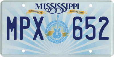 MS license plate MPX652