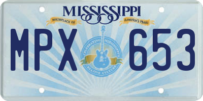 MS license plate MPX653