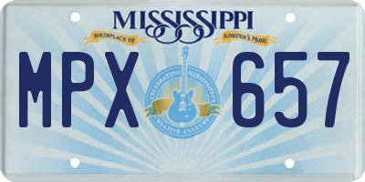 MS license plate MPX657