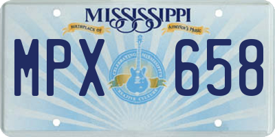 MS license plate MPX658