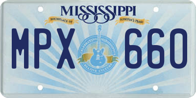 MS license plate MPX660