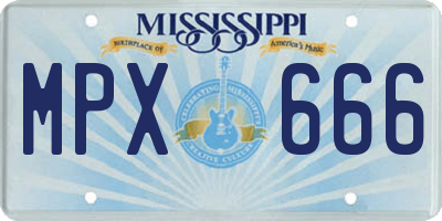 MS license plate MPX666